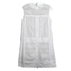 J Crew Geo Lace Shift Dress Womens Small White Bone Lined Crochet Casual Boho
